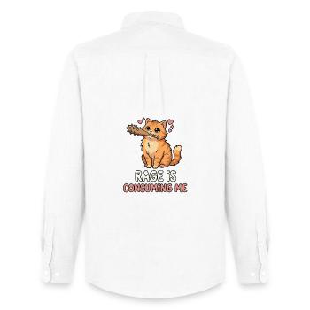 Wut verzehrt mich, süßes Katzen-Meme - Männer Oxford Hemd von Stanley/Stella - Weiß - Hinten - AI Model Male 185 dark (185cm)