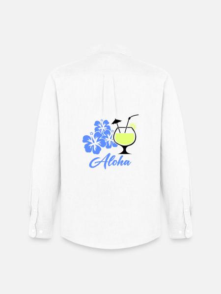 Aloha Hibiscus Tropical Drink - Men's Oxford Shirt by Stanley/Stella - white