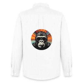Gorilla Retro Sonnenbrille Pop Art - Männer Oxford Hemd von Stanley/Stella - Weiß - Hinten - AI Model Male 185 dark (185cm)