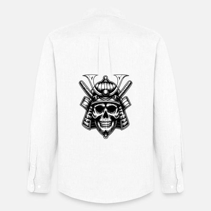 Schädel Samurai Krieger Emblem - Männer Oxford Hemd von Stanley/Stella - Weiß