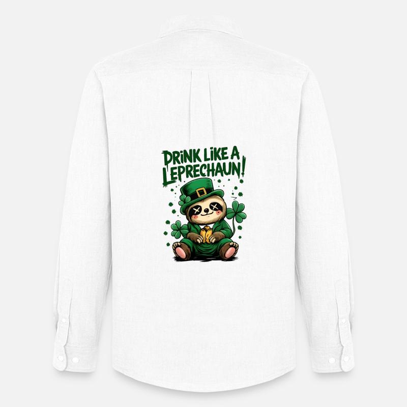 Faultier Leprechaun St. Patrick's Day Design - Männer Oxford Hemd von Stanley/Stella - Weiß