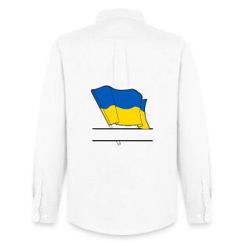 UKRAINE – Namensraum - Männer Oxford Hemd von Stanley/Stella - Weiß - Hinten - AI Model Male 185 dark (185cm)
