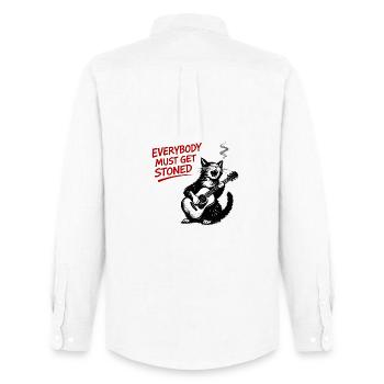 Chat Jupe Guitare Stone Chat - Chemise Oxford homme Stanley/Stella - blanc - Dos - AI Model Male 185 dark (185cm)