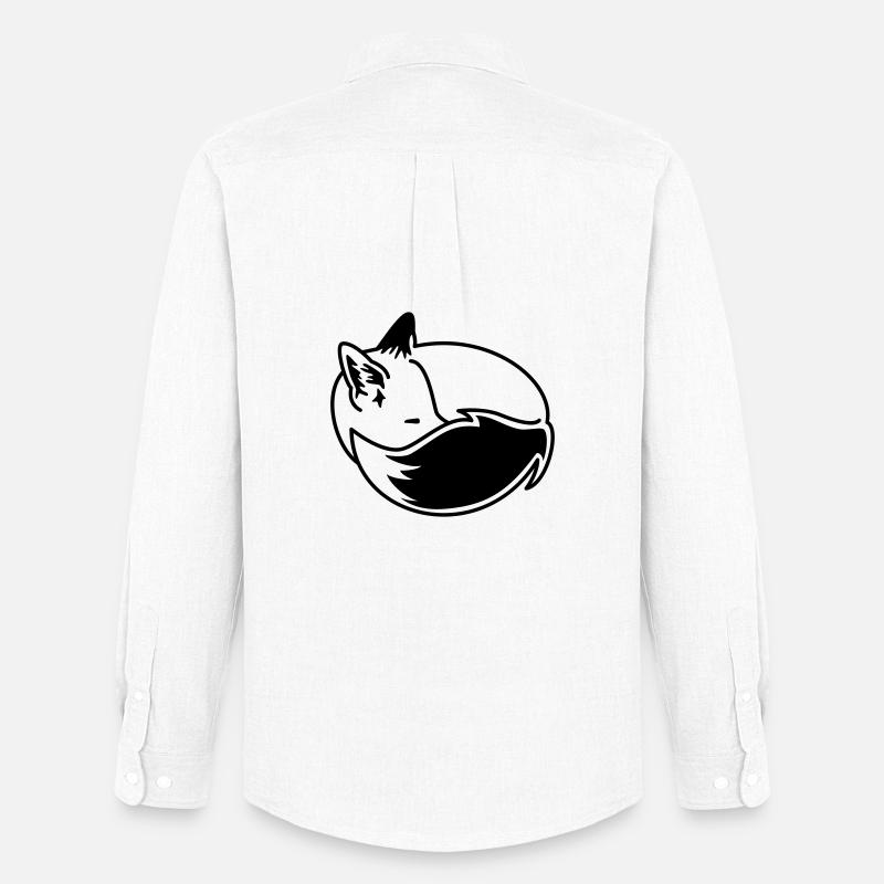 Fuchs eingekuschelt – Kawaii Fox Cartoon Design - Männer Oxford Hemd von Stanley/Stella - Weiß