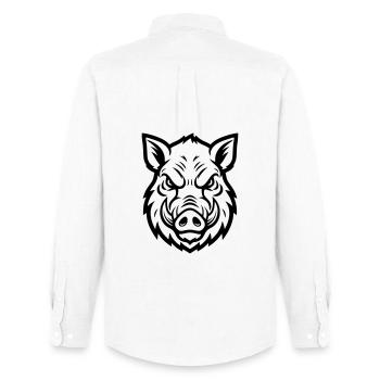 Wild Boar Head Boar Aggressive Vector - Men's Oxford Shirt by Stanley/Stella - white - Back - AI Model Male 185 dark (185cm)