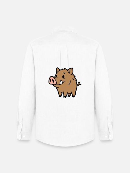 Süßes Wildschwein Comic Glücksbringer - Männer Oxford Hemd von Stanley/Stella - Weiß