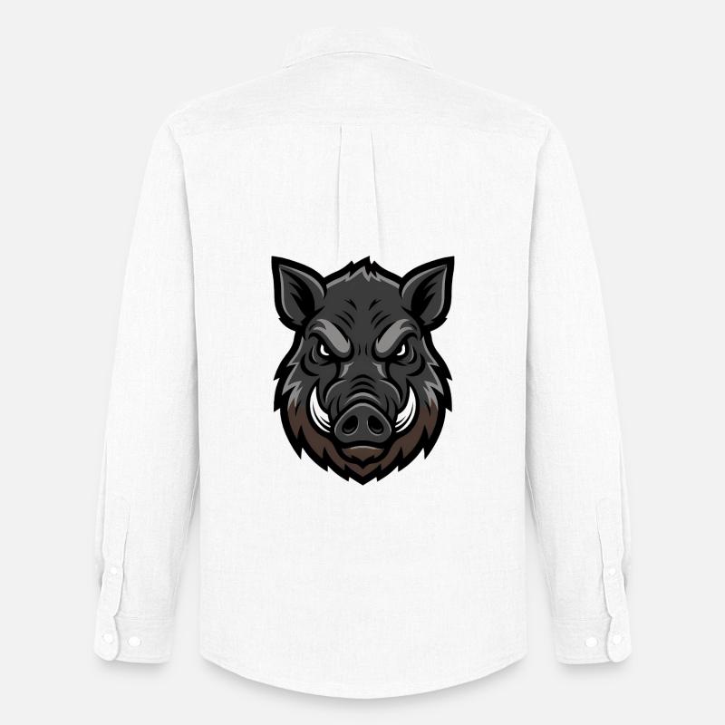 Wildschwein Kopf Maskottchen Aggressiv - Männer Oxford Hemd von Stanley/Stella - Weiß