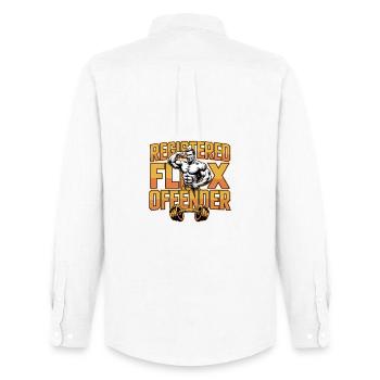 Registered Flex Offender - Funny Gym Tshirt - Men's Oxford Shirt by Stanley/Stella - white - Back - AI Model Male 185 dark (185cm)