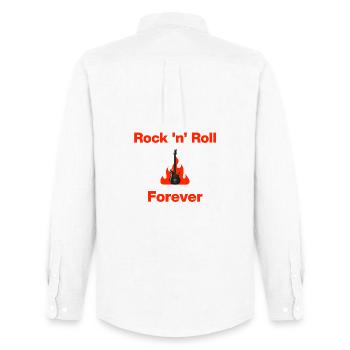 Rock 'n' Roll Forever – Burning Guitar, Rock Music - Men's Oxford Shirt by Stanley/Stella - white - Back - AI Model Male 185 dark (185cm)
