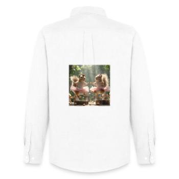 Ballet Squirrel in Tutu with Acorns - Men's Oxford Shirt by Stanley/Stella - white - Back - AI Model Male 185 dark (185cm)