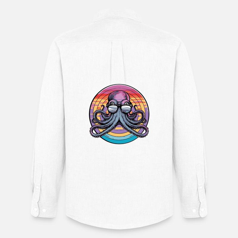 Octopus Retro Surf - Männer Oxford Hemd von Stanley/Stella - Weiß