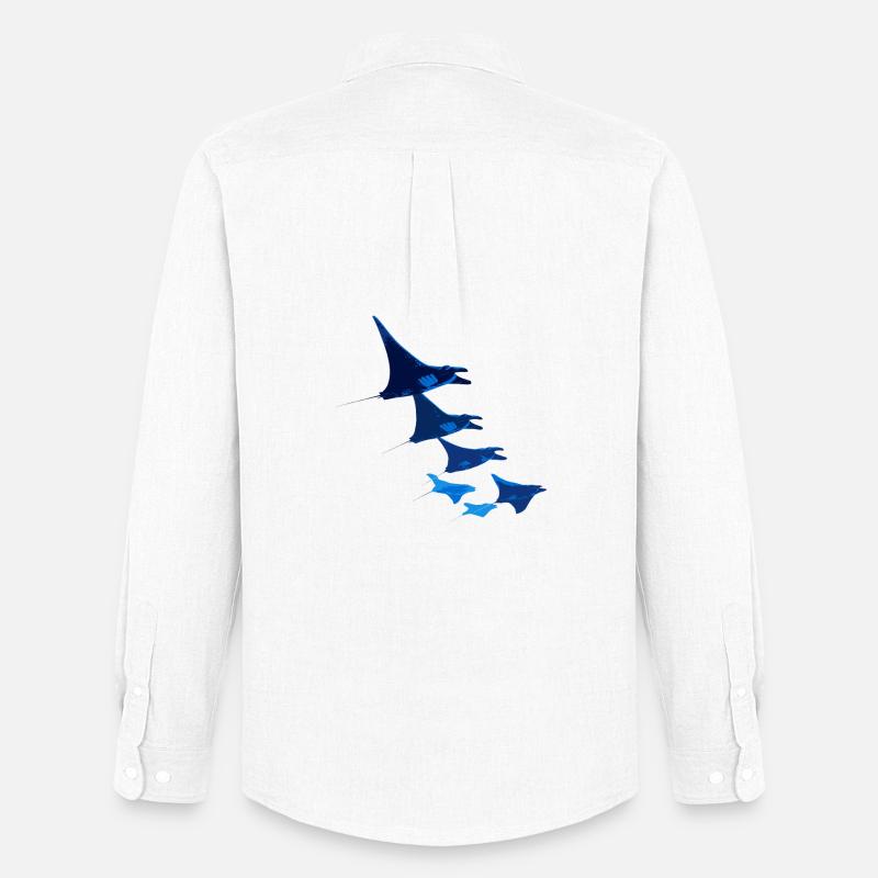 Manta Ray, Devil Ray, Stingray, Diver - Men's Oxford Shirt by Stanley/Stella - white