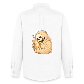 Squelette douillet avec chat – sécurité - Chemise Oxford homme Stanley/Stella - blanc - Dos - AI Model Male 185 dark (185cm)