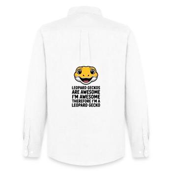 Sourire de dessin animé de gecko léopard - Chemise Oxford homme Stanley/Stella - blanc - Dos - AI Model Male 185 dark (185cm)