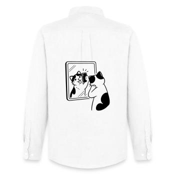 Katze Spiegel Selfie - Männer Oxford Hemd von Stanley/Stella - Weiß - Hinten - AI Model Male 185 dark (185cm)