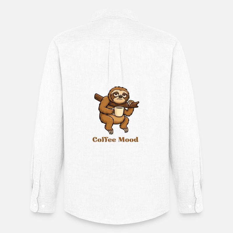 Faultier mit Kaffeetasse - Männer Oxford Hemd von Stanley/Stella - Weiß