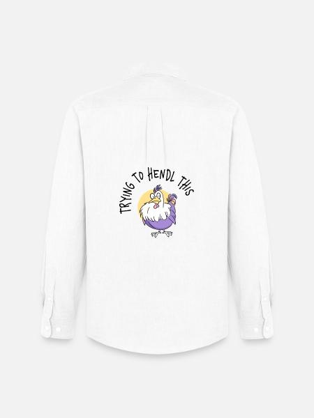 Purple Chicken Velcro Charm - Men's Oxford Shirt by Stanley/Stella - white
