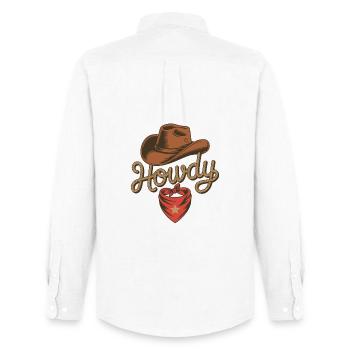 Howdy Cowboy - Conception de corde western - Chemise Oxford homme Stanley/Stella - blanc - Dos - AI Model Male 185 dark (185cm)