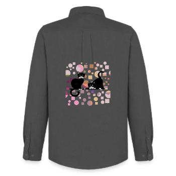 Cats - Men's Oxford Shirt by Stanley/Stella - anthracite - Back - AI Model Male 185 dark (185cm)