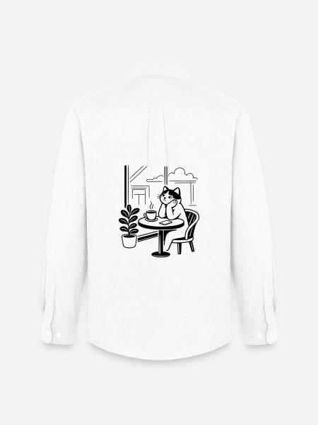 Thoughtful Cat Cafe - Men's Oxford Shirt by Stanley/Stella - white
