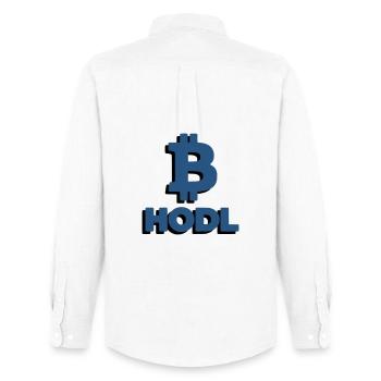 Bitcoin HODL Logo Lettering Crypto - Men's Oxford Shirt by Stanley/Stella - white - Back - AI Model Male 185 dark (185cm)