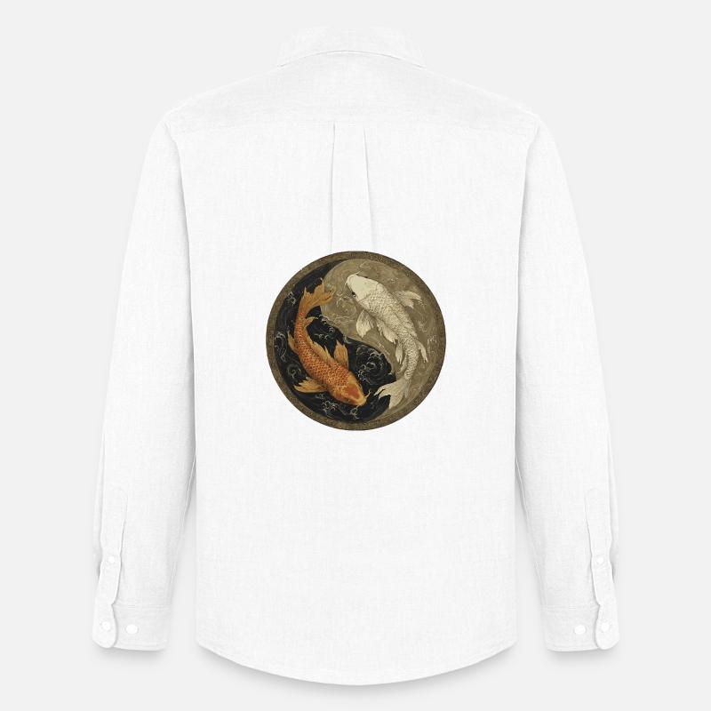 Koi Yin-Yang Medaillon - Männer Oxford Hemd von Stanley/Stella - Weiß