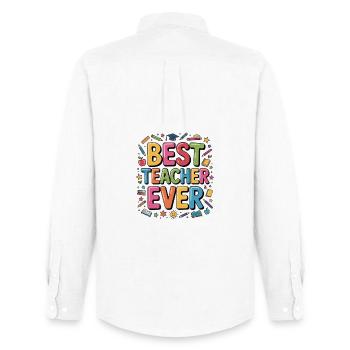 Best Teacher Ever - Men's Oxford Shirt by Stanley/Stella - white - Back - AI Model Male 185 dark (185cm)