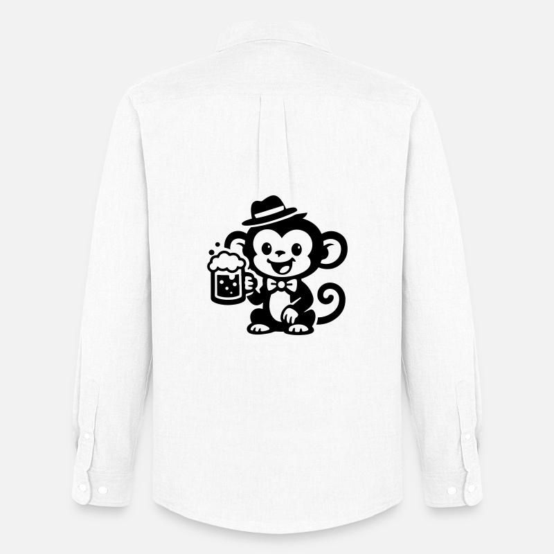 Affe Bier - Männer Oxford Hemd von Stanley/Stella - Weiß