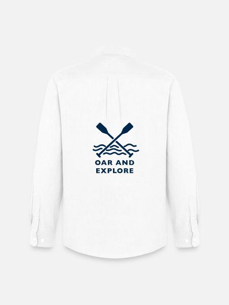 Art en ligne Oar and Explore - Aventure en kayak - Chemise Oxford homme Stanley/Stella - blanc