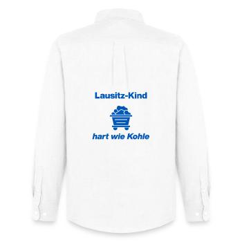 LAUSITZ-KIND: HART WIE KOHLE! - Männer Oxford Hemd von Stanley/Stella - Weiß - Hinten - AI Model Male 185 dark (185cm)