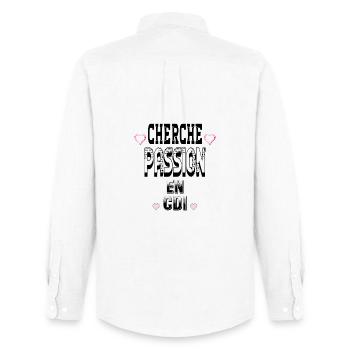 Cherche Passion en CDI - Chemise Oxford homme Stanley/Stella - blanc - Dos - AI Model Male 185 dark (185cm)