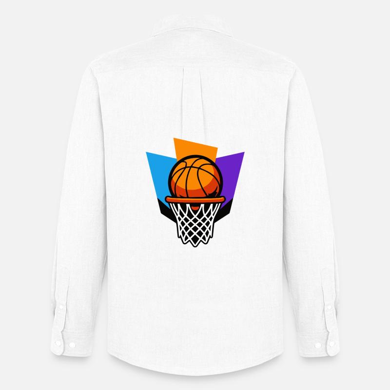 Basketballkorb-Grafik-Dunk-Design - Männer Oxford Hemd von Stanley/Stella - Weiß