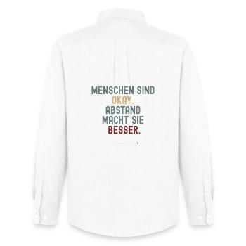 Menschen sind okay. Abstand macht sie besser. - Männer Oxford Hemd von Stanley/Stella - Weiß - Hinten - AI Model Male 185 dark (185cm)
