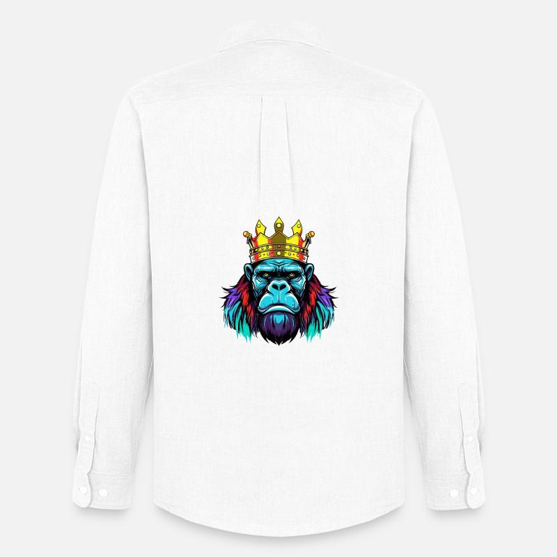 Gorilla Neon Krone - Männer Oxford Hemd von Stanley/Stella - Weiß