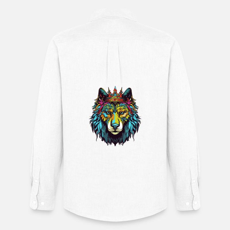 Wolf Comic Krone - Männer Oxford Hemd von Stanley/Stella - Weiß