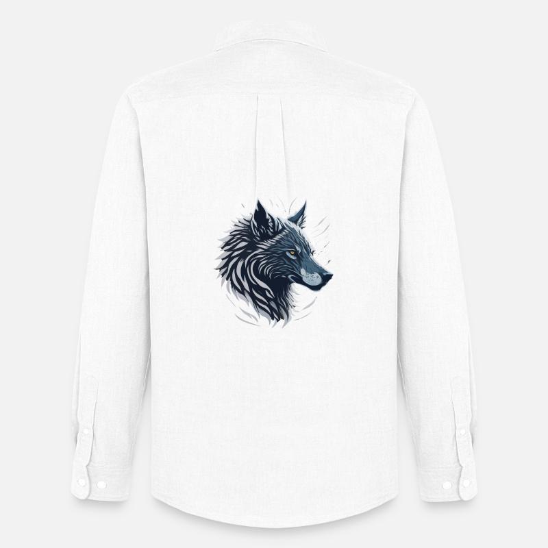 Blue Wolf - Männer Oxford Hemd von Stanley/Stella - Weiß