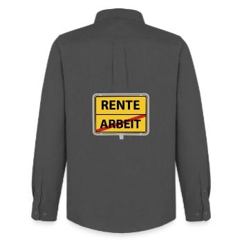 Pension Work Place Sign - Men's Oxford Shirt by Stanley/Stella - anthracite - Back - AI Model Male 185 dark (185cm)