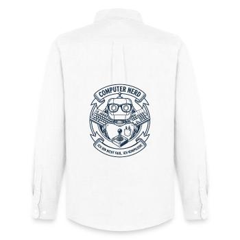 Logo du robot nerd informatique - Chemise Oxford homme Stanley/Stella - blanc - Dos - AI Model Male 185 dark (185cm)