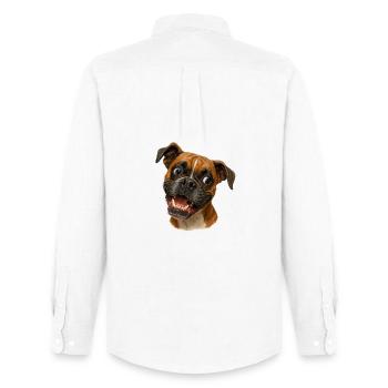 Boxer Grin Portrait Print - Men's Oxford Shirt by Stanley/Stella - white - Back - AI Model Male 185 dark (185cm)