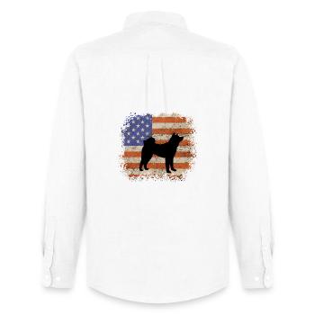American Akita Silhouette - Bold Dog Breed Graphic - Men's Oxford Shirt by Stanley/Stella - white - Back - AI Model Male 185 dark (185cm)