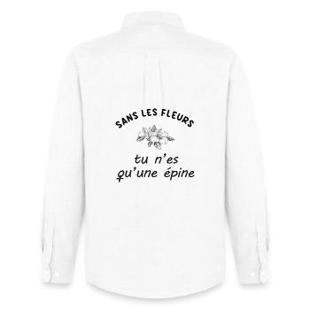 Sans_les_fleurs_tu_n-es_qu-une_epine - Chemise Oxford homme Stanley/Stella - blanc - Dos - AI Model Male 185 dark (185cm)