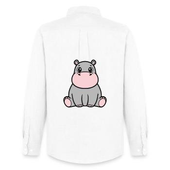 Süßes Baby Nilpferd Sitzend Kawaii - Männer Oxford Hemd von Stanley/Stella - Weiß - Hinten - AI Model Male 185 dark (185cm)