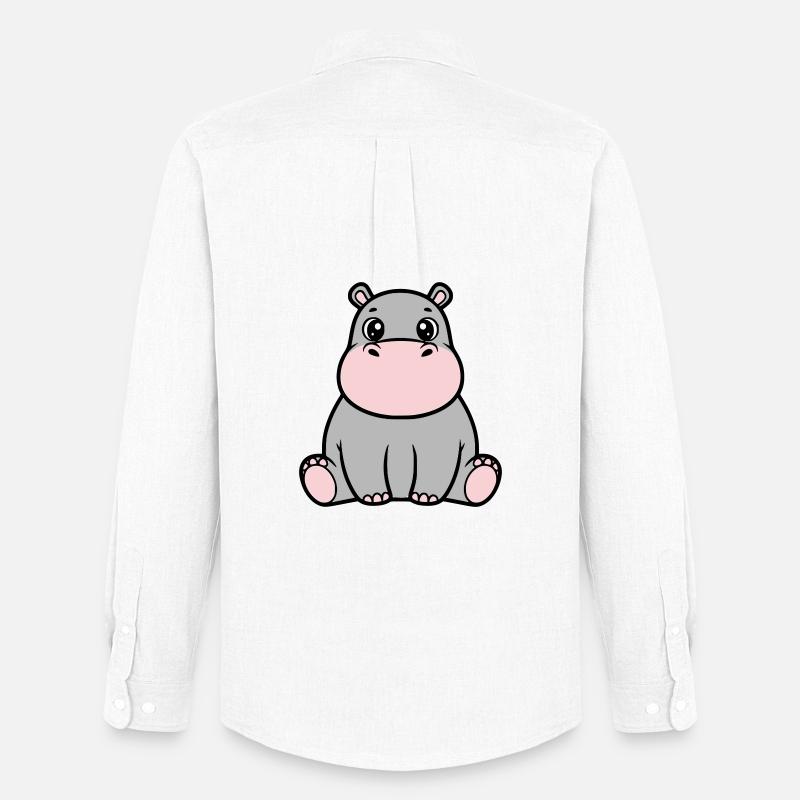 Süßes Baby Nilpferd Sitzend Kawaii - Männer Oxford Hemd von Stanley/Stella - Weiß