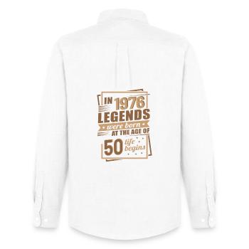 50 Jahre Jahrgang Legenden 1976 Retro Modern - Männer Oxford Hemd von Stanley/Stella - Weiß - Hinten - AI Model Male 185 dark (185cm)