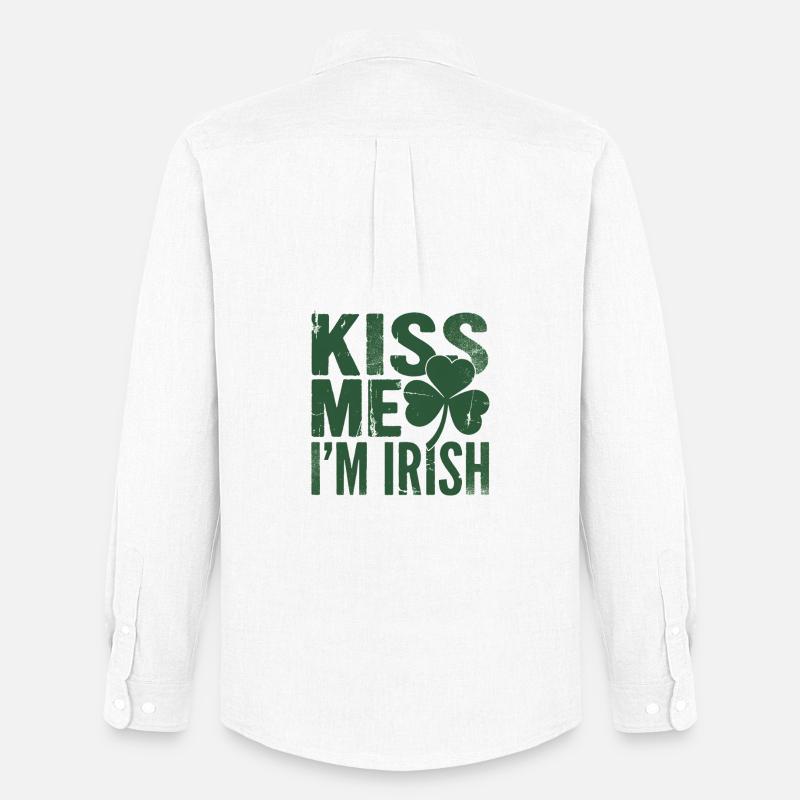 Küss mich, ich bin Irish Shamrock - Männer Oxford Hemd von Stanley/Stella - Weiß
