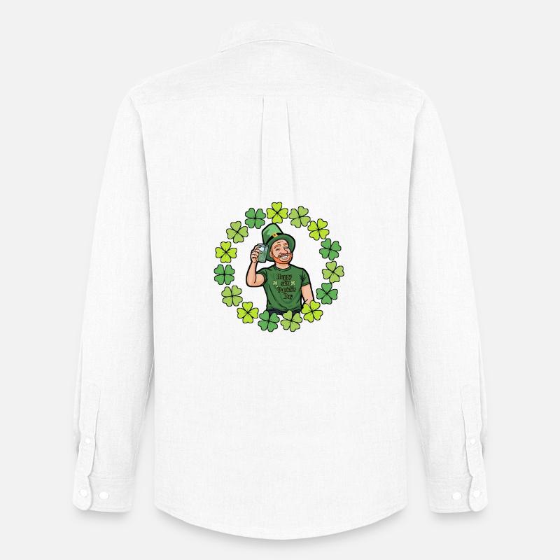 St. Patrick's Day Cartoon mit Kleeblättern - Männer Oxford Hemd von Stanley/Stella - Weiß