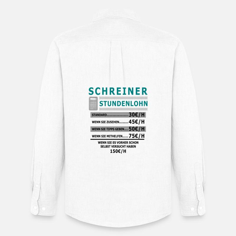Schreiner Stundenlohn - Männer Oxford Hemd von Stanley/Stella - Weiß