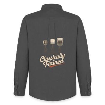 Classically Trained Petrolhead Car Mechanic - Men's Oxford Shirt by Stanley/Stella - anthracite - Back - AI Model Male 185 dark (185cm)