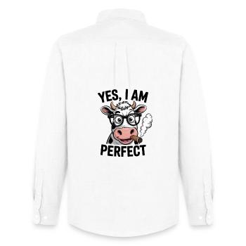  Yes I Am Perfect Lustige Kuh Mit Brille Und - Männer Oxford Hemd von Stanley/Stella - Weiß - Hinten - AI Model Male 185 dark (185cm)