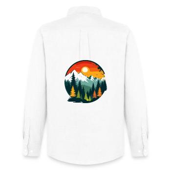 Gebirge Wald Berge Panoramablick Natur Kreismotiv - Männer Oxford Hemd von Stanley/Stella - Weiß - Hinten - AI Model Male 185 dark (185cm)
